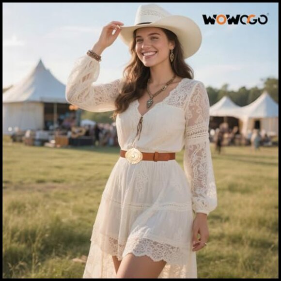 Vintage Western Cowgirl Belt Concho Buckle Faux Leather Adjustable Boho - Picture 3 of 7